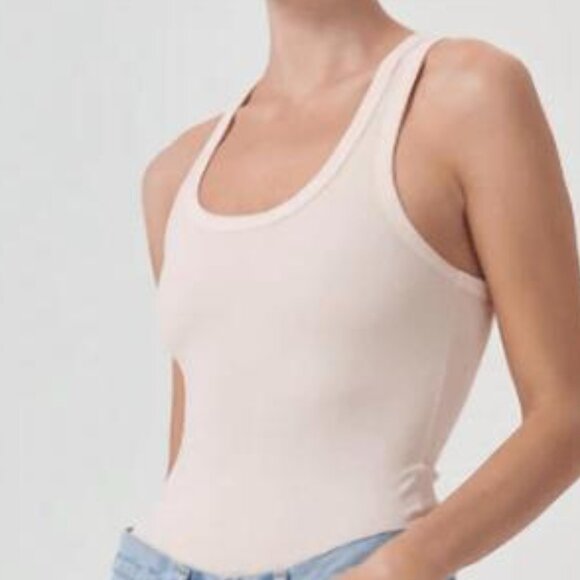 NWT! Agolde Maria Bath Salt Ribbed Bodysuit - S - Picture 3 of 3